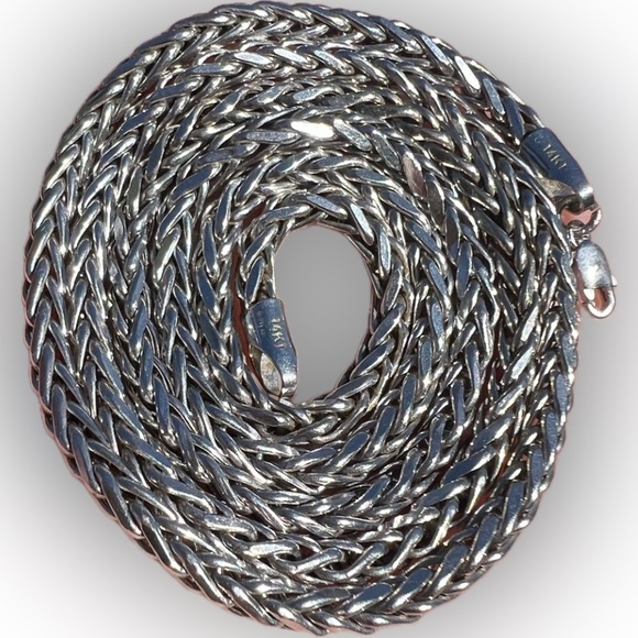 14KT white gold necklace diamond-cut round spiga 22” chain 13.6 grams 3.5mm 14k - Picture 1 of 16